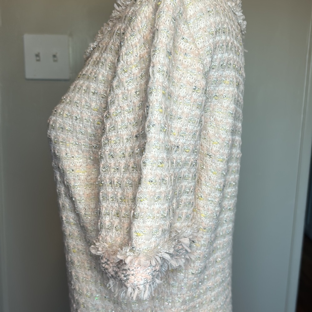 St.John Tweed Sheath Dress Pink  French Rose Combo With Silver Metallic Size 10 - Picture 9 of 16